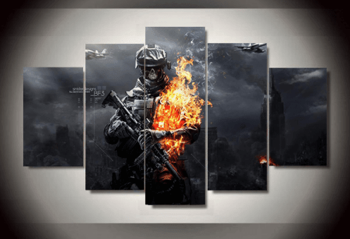 Déco " Skull warrior" 5 tableaux en canvas imprimé