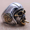 Bague motard route 66 en argent massif 925