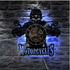 Horloge murale biker squelette