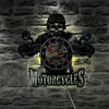Horloge murale biker squelette