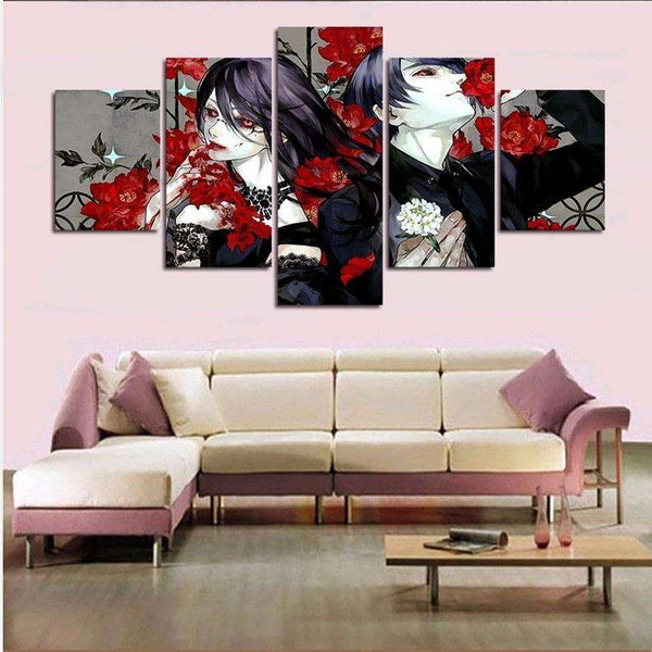 Déco " les roses" 5 tableaux en canvas imprimé