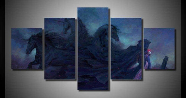 Déco " les licornes" 5 tableaux en canvas imprimé