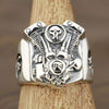 Très belle bague V-Twin Skull en argent massif 925