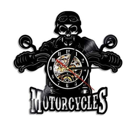 Horloge murale biker squelette