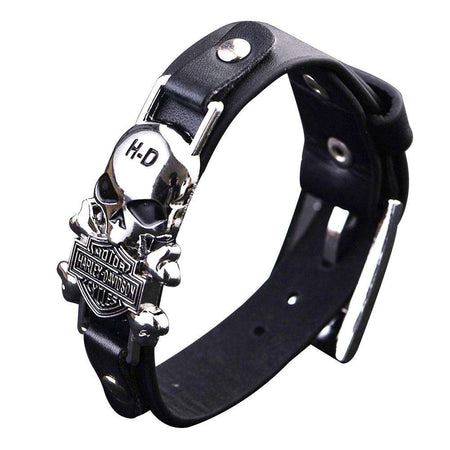 Bracelet cuir Harley tête de mort